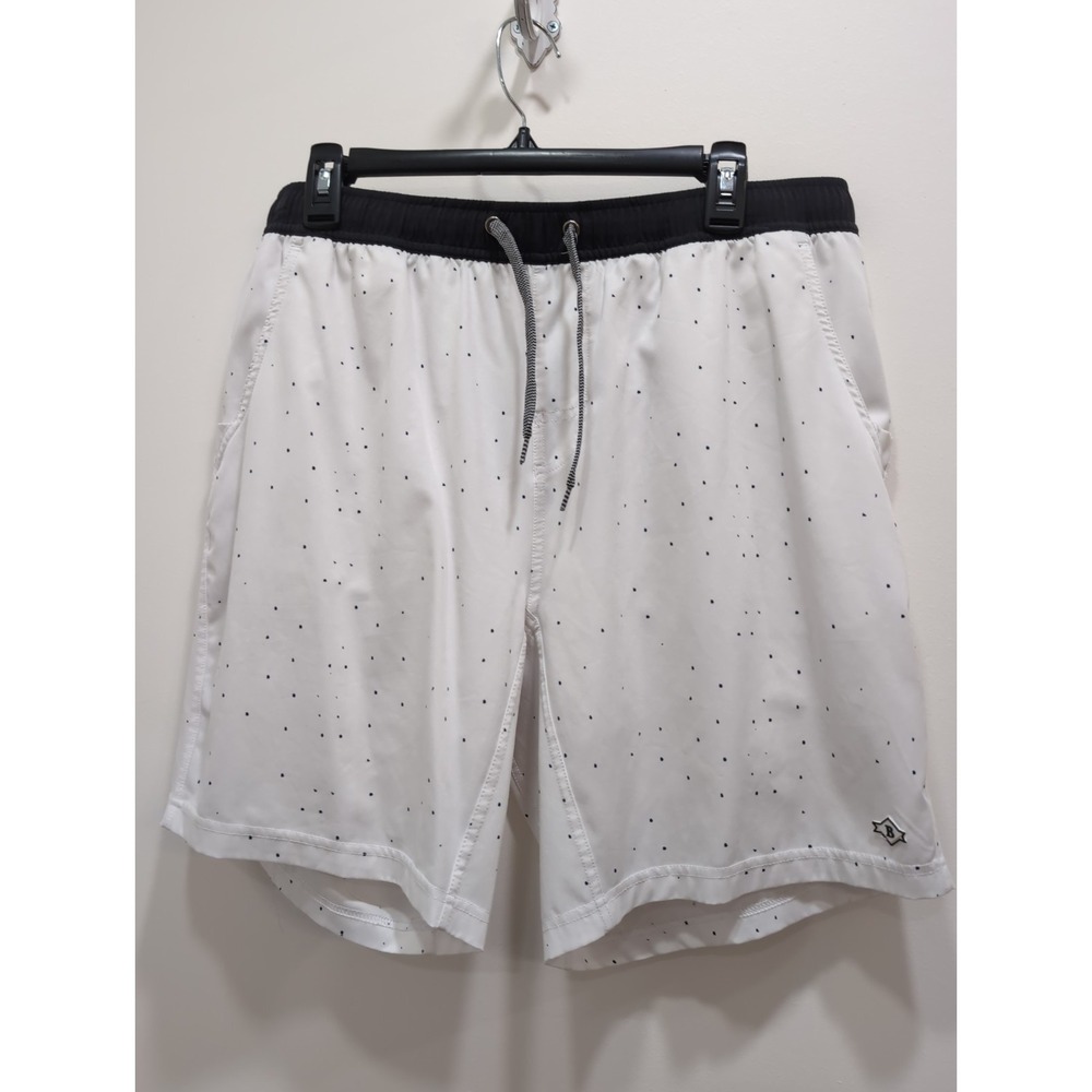 Burlebo Men's White w/Black Dot Size 36 Swim Trunks Summer Vacation